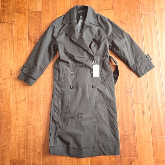 NWT MNG Water Repellent Oversized Double Breasted Trench Coat Womens XXS Black - Picture 5 of 14